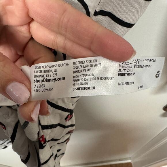 Disney Minnie Mouse Striped Nightshirt Dress Women Size Small Black White Red - Picture 10 of 12